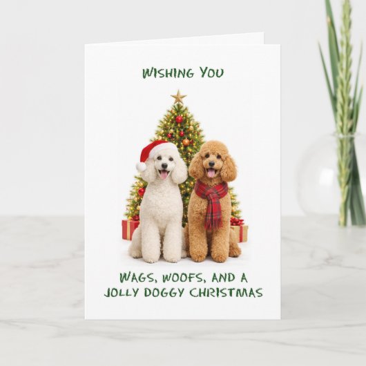 Poodles Honden Kerstmis Feestdagen Kaart (Voorkant)