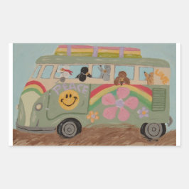 Poodles in Hippie Busje Rechthoekige Sticker