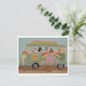 Poodles in Hippiebusje Briefkaart (Staand voorkant)