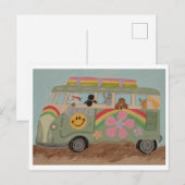 Poodles in Hippiebusje Briefkaart (Voorkant / Achterkant)