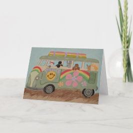 Poodles in Hippiebusje Kaart