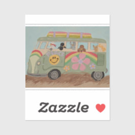 Poodles in hippiebusje sticker