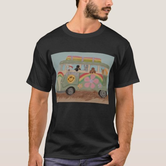 Poodles in Hippiebusje T-shirt (Voorkant)