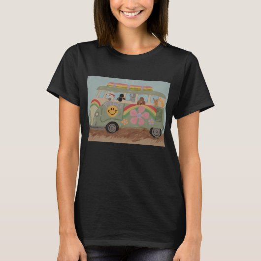 Poodles in Hippy Van T-shirt (Voorkant)