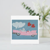 Poodles in Roze Cabriolet Kaart (Staand voorkant)