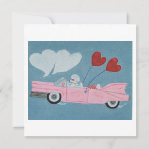 Poodles in Roze Cabriolet Kaart
