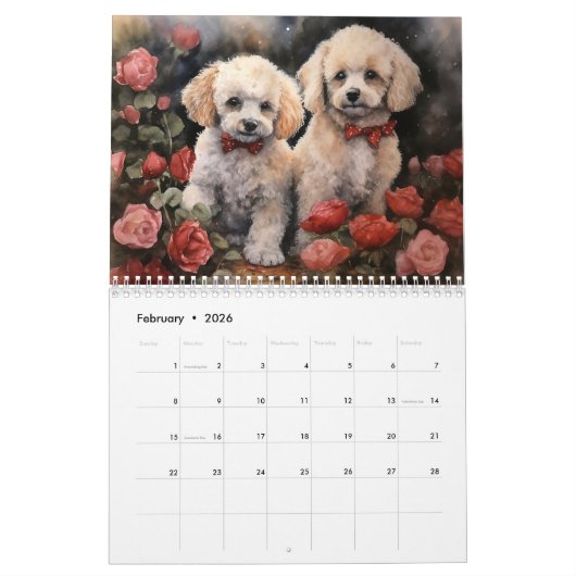 Poodles Kalender, elk jaar Kalender (Feb 2026)