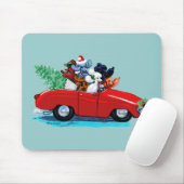 Poodles met kersttintage-auto's — Afdrukmuizepad Muismat (Met muis)