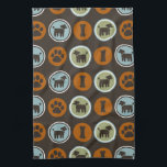 Poodles Pattern met Paw Prints and Dog Biscuits Theedoek<br><div class="desc"></div>