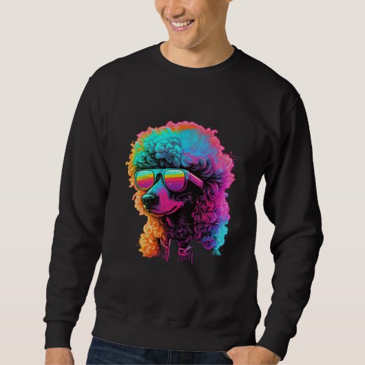 Poodle's Retro Glitch Synthwave Trui (Voorkant)