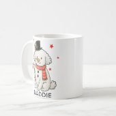 Poodlesneeuwman Kersthond Koffiemok (Voorkant links)
