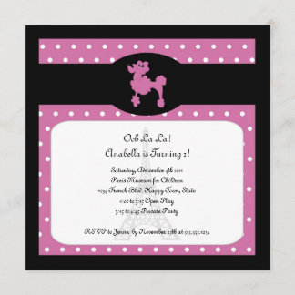 Poodsen op Paris Square Hot Pink Invitation Kaart