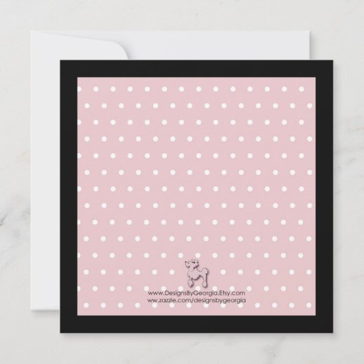Poodsen op Paris Square Pink Invitation Kaart (Achterkant)