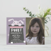 POOF Magic Show Verjaardagsfeestje Konijnenfoto Kaart (Staand voorkant)