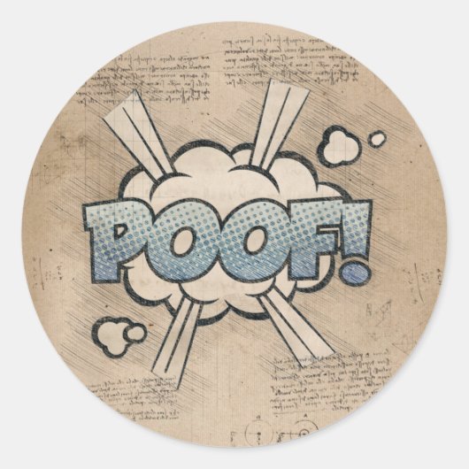 POOF!  stripboek Steampunk Pop Ronde Sticker (Voorkant)