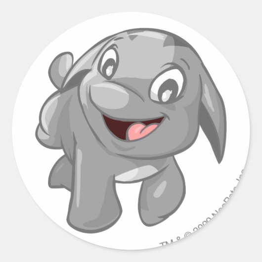 Poogle Silver Ronde Sticker (Voorkant)