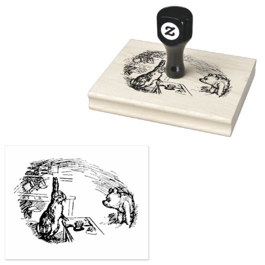 Pooh bezoekt Rabbit Rubberstempel (Gestempeld)