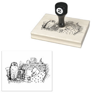 Pooh bezoekt Uil bij hem thuis Rubberstempel