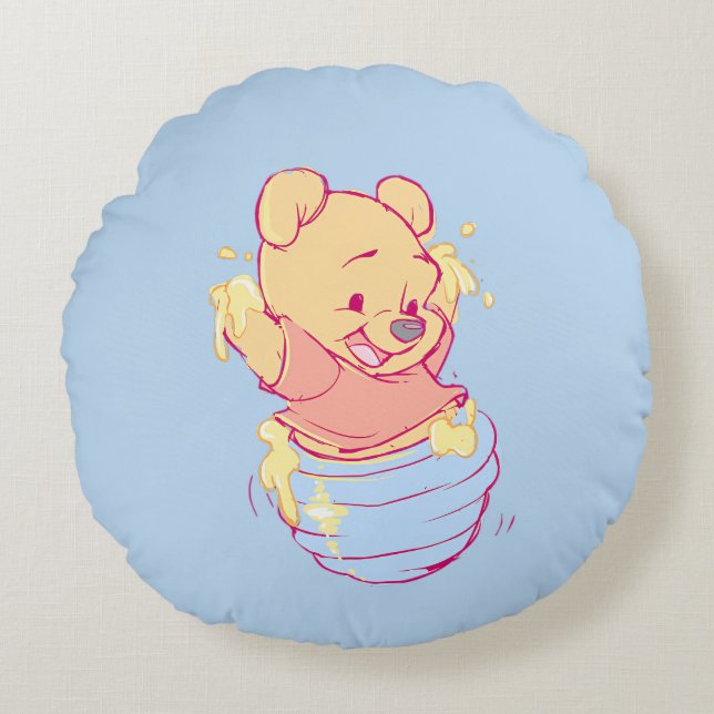 Pooh Rond Kussen (Voorkant)
