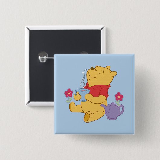 Pooh Vierkante Button 5,1 Cm (Voorkant /achterkant)