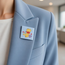 Pooh Vierkante Button 5,1 Cm