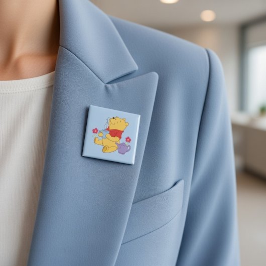 Pooh Vierkante Button 5,1 Cm