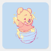 Pooh Vierkante Sticker (Voorkant)