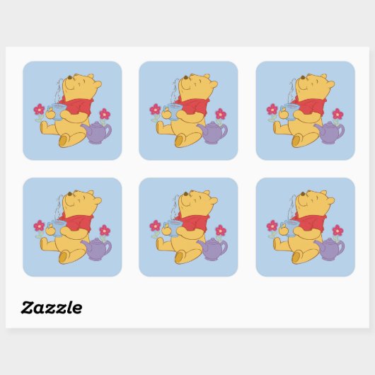 Pooh Vierkante Sticker (Vel)