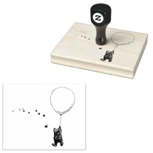 Pooh zweeft met ballon en bijen rubberstempel