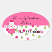 pookadots en cupcake bakkersokken ovale sticker (Voorkant)