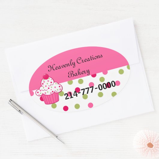  pookadots en cupcake bakkersokken ovale sticker (Envelop)