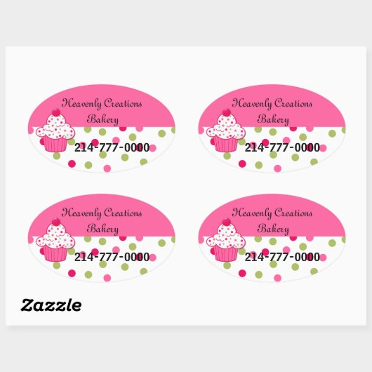 pookadots en cupcake bakkersokken ovale sticker (Vel)