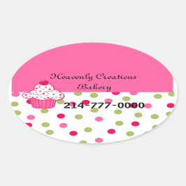 pookadots en cupcake bakkersokken ovale sticker