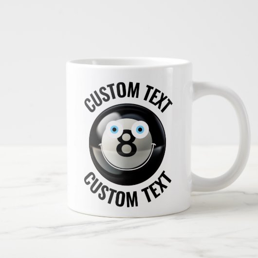 Pool 8 Ball Custom Happy Face & Gepersonaliseerde Grote Koffiekop (Rechts)