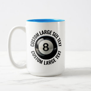 Pool 8 Ball & Grote tekst LICHTBLAUW 450ml Custom Tweekleurige Koffiemok