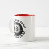 Pool 8 Ball & Medium Tekst Rood 325ml Custom Tweekleurige Koffiemok (Voorkant links)