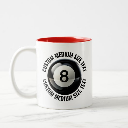 Pool 8 Ball & Medium Tekst Rood 325ml Custom Tweekleurige Koffiemok (Links)
