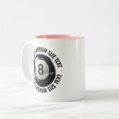 Pool 8 Ball & Medium Tekst ROZE 325ml Custom Tweekleurige Koffiemok (Voorkant links)