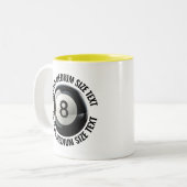 Pool 8 Ball & Medium Text GEEL 325ml Custom Tweekleurige Koffiemok (Voorkant links)