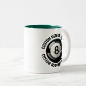 Pool 8 Ball & Medium Text JAGERGROEN 325ml Custom Tweekleurige Koffiemok (Voorkant rechts)