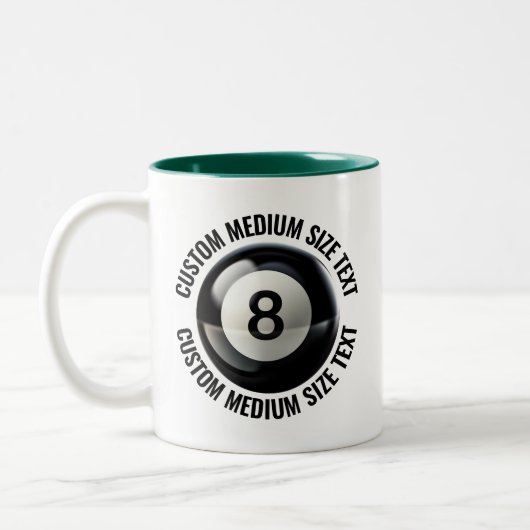 Pool 8 Ball & Medium Text JAGERGROEN 325ml Custom Tweekleurige Koffiemok (Links)