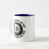 Pool 8 Ball & Medium Text NAVY BLAUW 325ml Custom Tweekleurige Koffiemok (Voorkant links)