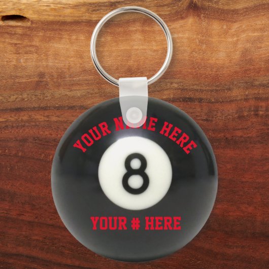 Pool 8 Ball Sleutelhanger personaliseer JOUW NAAM- (Voorkant)