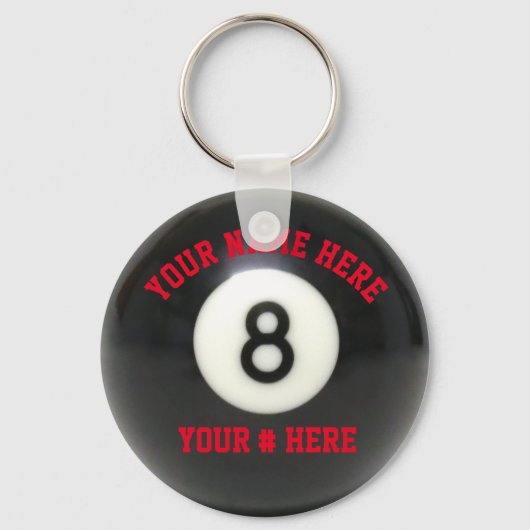 Pool 8 Ball Sleutelhanger personaliseer JOUW NAAM- (Voorkant)