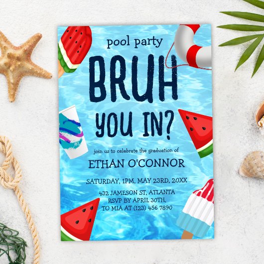 Pool Afstudeerder Party High School Senior Afstude Kaart