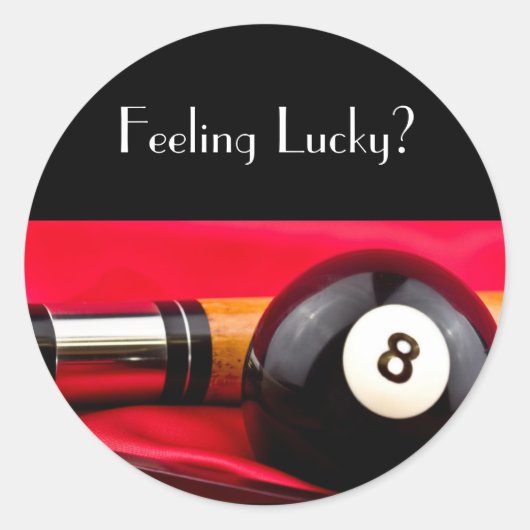 Pool Ball en cue Ronde Sticker (Voorkant)