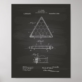 Pool Ball Lijst 1913 Patent Art - Chalkboard Poster