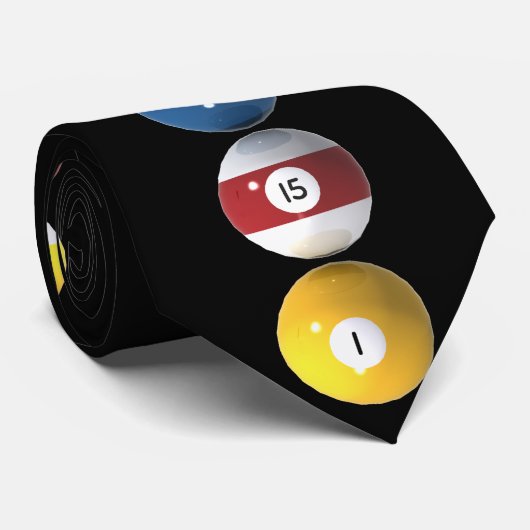 Pool Balls: Billiards: Necktie/Stropdas Stropdas (Opgerold)