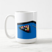 Pool Balls on Blue Felt Billiards Table: Koffiemok (Links)