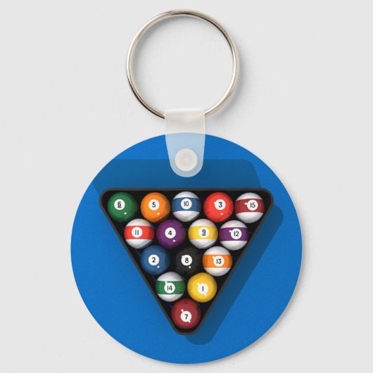 Pool Balls on Blue Felt Billiards Table: Sleutelhanger (Voorkant)